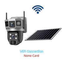 Saulės energija maitinama trijų ekranų stebėjimo kamera lauko dieną ir naktį spalvota nuotolinė belaidė kamera mobiliajam telefonui 【WIFI Connection】None Card pilka/juoda