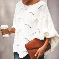 2024 Autumn and Winter Plus Size Pullover Sweaters for Women Fashion Hollow Out Loop Knitted Sweater Ladies Round Neck Casual Knitwears Tops 25124 S