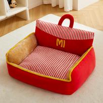 Removable and Wash Dog Kennel Pet Sofa Cat Cushion Winter Warm Pet Dog Kennel Winter Thickened Pet Bed Cushion M size -55 * 45 red