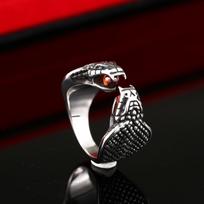 Punk Red Stone Animal Gyvatės žiedas vyrams Moterų Gotikinis King Cobra atidarymo reguliuojamas žiedas Nerūdijančio plieno papuošalai Dovana 7&CHINA