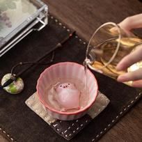 Ceramic Tea Cup Traditional Collection Kung Fu Teacup With Tea Pet Miniature Figurine For Dining Room Decoration, 120ml One Size