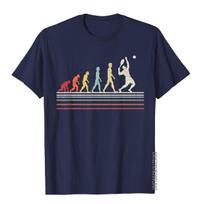 Human Evolution To Tennis Funny Graphic T-Shirt - Men's Cotton Street Style Affordable Retro Birthday Gift Casual Tee S