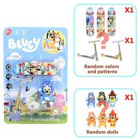 3 stiliai Bluey ir Bingo anime figūrėlės, riedlentės, paspirtukai, riedlenčių parko modelis, vaikų pirštų riedlenčių žaislai white
