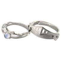 2x Lovely Moonstone Couple Rings Princess and Knight Matching Open Band Adjustable Wedding Promise Ring Gift for Unisex 1