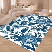 Blue White Porcelain Carpet Washable Area Rug Non Slip Floor Mat for Living Room Bedroom Kitchen Home Decor 50x80cm
