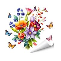 Flower Wall Stickers Peel And Stick Self-Adhesive Floral Decal for Walls Cabinets Refrigerators Bedroom Bathroom Kitchen Decor E