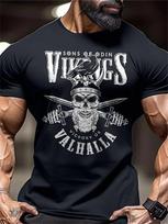 Vikingų Kaukolė Varna Vyriški Medvilniniai Marškinėliai Gotikinis Streetwear Fitnesas Raumenys Juodi - Vyriški Vasaros Medvilniniai Grafiniai Marškinėliai S įvairiaspalvis