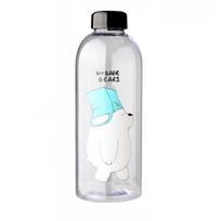 1000ml vandens buteliukai Mielas animacinis plastikinis vandens puodelis Didelės talpos skaidrus vandens butelis Vasaros nešiojamas lauko matinis vandens puodelis 1000ML gray