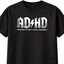 ADHD Marškinėliai Juokinga Voverė ACDC Roko Parodija Gotikiniai Unisex Juodi Grafiniai Marškinėliai S