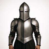 Viduramžių riterio šarvų komplektas Rankų darbo plieninis šalmas ir krūtinės šarvas LARP Cosplay sidabras