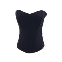 Women's Strapless Corset Tube Top Slim Fit Solid Sleeveless Crop Cami Blouse XS juoda
