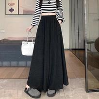 Women's High Waist Wide Leg Pants Slim Fit Korean Casual Trousers Skirt Pants Soft Knit Drape Fall Daily Wear S