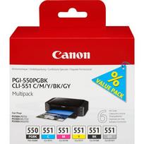 Canon PGI-550/CLI-551 (6496B005) Rašalinių kasečių komplektas, PGBK/C/M/Y/BK/GY