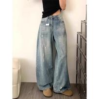 Women's High Waist Wide Leg Jeans Loose Fit Vintage Straight Leg Jeans Distressed Washed Denim Long Trousers For Summer Casual Daily Wear S
