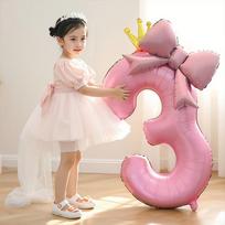 Shicai Pink Number Balloon Bowknot Birthday Gift for Boys and Girls First Birthday Scene Decoration Photo Props 3