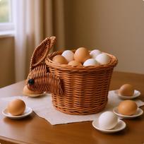 Imitation Rattan Hare Storage Holder Decorative Shaped Basket Wicker Bunny Bin for Coffee S