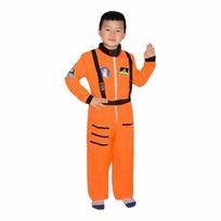 Zip Closure Spaceman Jumpsuit Strap Spacesuit Outfit Astronaut Costume Bodysuit  School Performance S-Orange for Kids