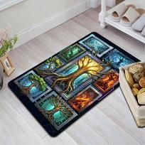 Tree Elements Pattern Rug Floor Mat for Living Room or Bedroom Soft and Comfortable Carpet a Gift for Birthday and Holiday. 40x60cm( 15x23in )