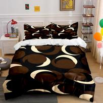 Brown and Black Crescent Moon Pattern Set Bedding set (1 duvet cover, 2 pillowcases, duvet not included) 135x200cm