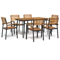 7 piece Garden Dining Set Solid Acacia Wood and Metal