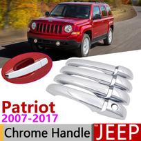 for JEEP Patriot Liberty Russia 2007~2017 Chrome Door Handle Cover Car Accessories Stickers Trim Set 2008 2010 2012 2014 2 Buttons 4 Door