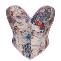 Women Court Style Floral Bust Corset Waist Trainer Shaping Top S
