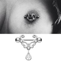 14G Stainless Steel Zircon Crystal Bar Barbell Nipple Ring Piercing Body Jewelry