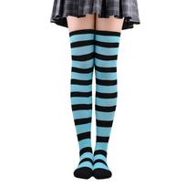 Thigh High Socks Japanese Style Cosplay Anime Multicolor Striped Printed Over Knee Long Stockings for Women Leg Warmer