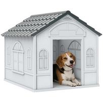 Plastic Weather-Resistant Dog House, for Indoors and Outdoors, Medium Dogs - Grey 65 x 75.7 x 63 cm pilka