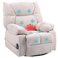 Massage Chair with Heating & Lounging Function, Swivel, up to 150 kg, Metal Frame, 98x90x98cm, Beige 98 x 90 x 98 cm