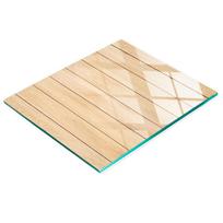 Tempered Glass Kitchen Board for Serving with Wood Graphic 60X52 Cm