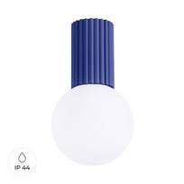 Modern ultramarine ceiling spotlight with grooved body and white glass ball for bathroom or hallway 1xG9 8W IP44 HALO Sollux Lighting