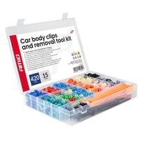 Set of car clips, pins and pullers 420+15 pcs AMIO-04744