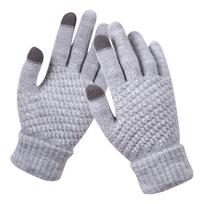 Women Gloves,Winter Screen Full Finger Woolen Warm Knitted Gloves One Size