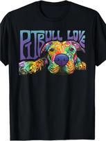 's Pitbull Love T-Shirt - 100% Cotton Black Casual Tee with Pitbull Face Unisex T-Shirt XXL