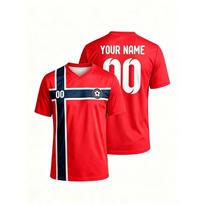 Norvegija namų custom vardas ir numeris futbolo marškinėliai V formos iškirptė kontrastinės juostelės dizainas moterų komandos treniruočių žaidimo marškinėliai 6XL red