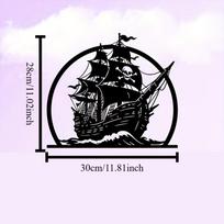 1pc Pirate Ship Skull Crossbones Iron Wall Art Nautical Jolly Roger Metal Sculpture Man Cave Bar Outdoor Holiday Decor Gift S/30CM/12Inch