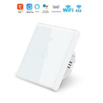 Graffiti WiFi Smart Switch Home Smart Wireless Control Panel Alexa Voice Glass Touch Switch WiFi Touch 1 Way - White