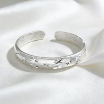 Sterling Silver Gypsophila Open Bangle - Elegant 999 Silver Bracelet, Perfect Birthday or Qixi Festival Gift for Her Thickened Silver-Plated Copper