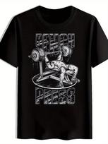 Men'S Motivational Bench Press Graphic T-Shirt Casual Crew Neck Short Sleeve Summer Essential for Fitness Leisure - Men's Sum... S