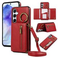 Leather Crossbody Phone Case for Samsung S24 S25 S26 Ultra S23 FE S22 S21 Plus A57 A37 A56 A36 A16 Wallet Cover with Card Holder Galaxy S26