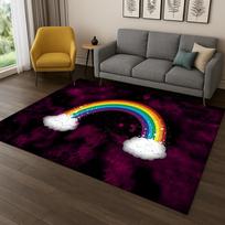 Rainbow Cartoon Pattern Carpet Rug Area Rug for Home Bedroom Living Room Sofa Doormat Kitchen Decor,Kid Game Non-slip Floor Mat 40x60cm