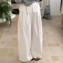 Women's High Waist Wide Leg Pants Loose Trousers Korean Casual Solid Color Drawstring Straight Pants 2026 Spring Daily Outfit S
