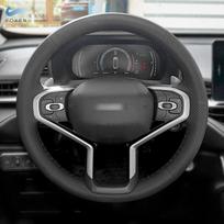 Soft Perforated Microfiber Leather Cover For Haval Jolion  2022 Hand Sewing Car Interior Steering Wheel Cover Trim Black