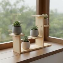 Stand Wood Wooden Tiered Plant Indoor Use Display Shelf for Living Room, Balcony Model a Model a