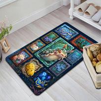 Oceanic Creatures Pattern Rug Floor Mat for Living Room or Bedroom Soft and Comfortable Carpet a Gift for Birthday and Holiday. 40x60cm( 15x23in )