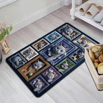 Royal Cat Portraits Pattern Rug Floor Mat for Living Room or Bedroom Soft and Comfortable Carpet a Gift for Birthday and Holiday. 40x60cm( 15x23in )