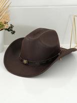 Vintage Western Cowboy Hat Metal Buckle Cross Stitch For Party Outdoor Music Festival Unisex OneSize
