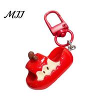 Bag Hanger 1:1 Realistic Slippers Shape Resin Keychain High Key Holder Simulation Fruit Shoes Charm Lightweight Portable