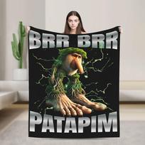 Shark In shoes Brain Rot  Tralaero Tralala  Fleece Throw Blanket Italian Brainrot  Blankets for Sofa Travel Soft Quilt 75x90cm
